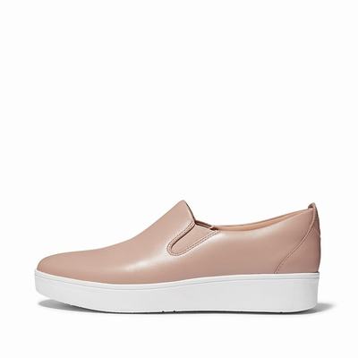 Fitflop Women's RALLY Slip-On Leather Sneakers - Beige, QT7613580